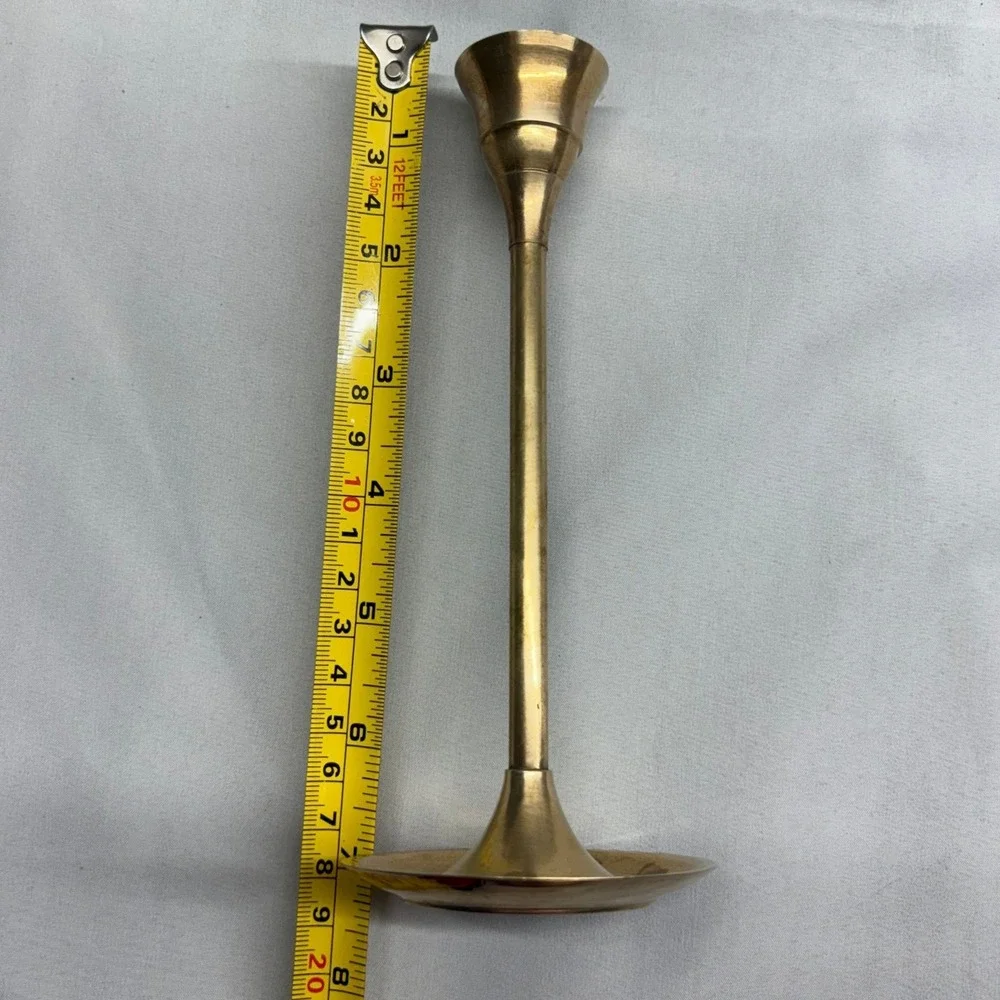 Unbranded Brass Candlestick Holders Set of 5 Gold Good Graduated Mid Century